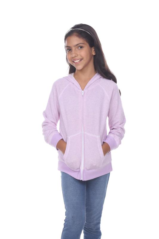 8902G Girls French Terry Llong Sleeve Zip Hoodie