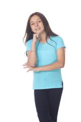 9017 Girls Rolled Cuff Short Sleeve V Neck Tee