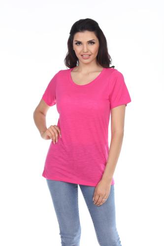 7400 LADIES POLY RAYON SLUB SS SCOOPNECK