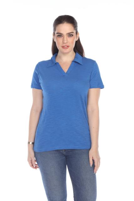 6052 Junior's Cotton Slub Short Sleeve Polo