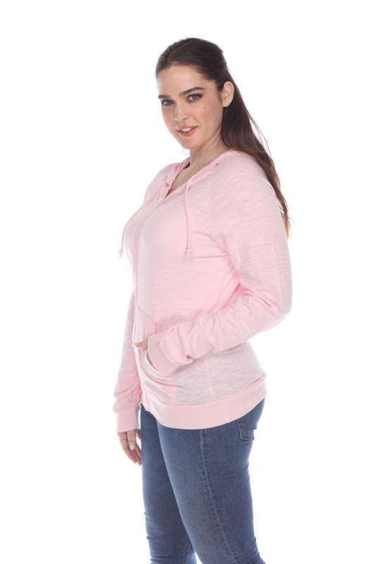 6152 Junior's Long Sleeve Cotton Slub Zip-Up Hoodie
