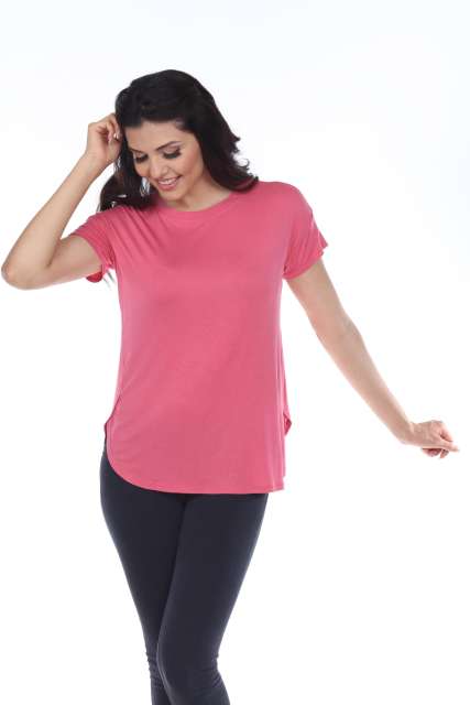 7250  Ladies Fancy Curved Side Short Sleeve Tee