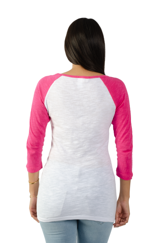 6054 Juniors Boat Neck 3/4 Sleeve Cotton Slub Raglan