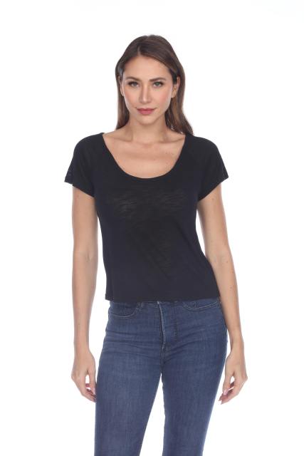 3401 Junior's Poly Rayon Slub Short Sleeve Boxy Tee