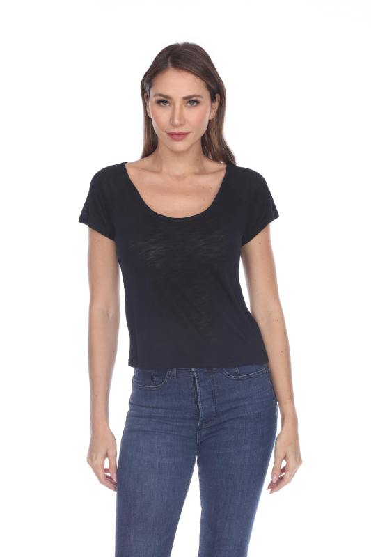 3401 Junior's Poly Rayon Slub Short Sleeve Boxy Tee