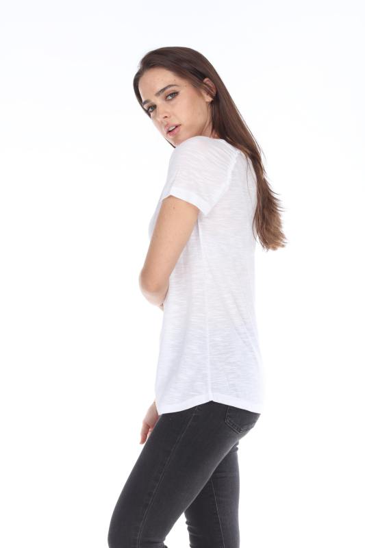 3402 Junior's Shirred Raglan Short Sleeve Tee