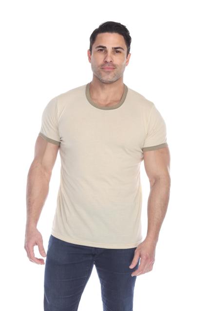 3602 Men's Short Sleeve CVC Blended Crew Neck Ringer Tee