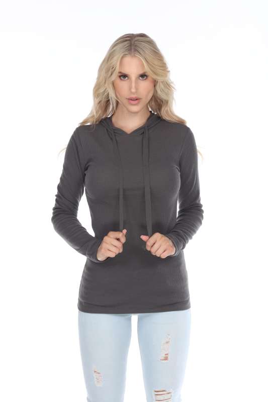 6101 Junior's Long Sleeve Waffle Thermal Hoodie