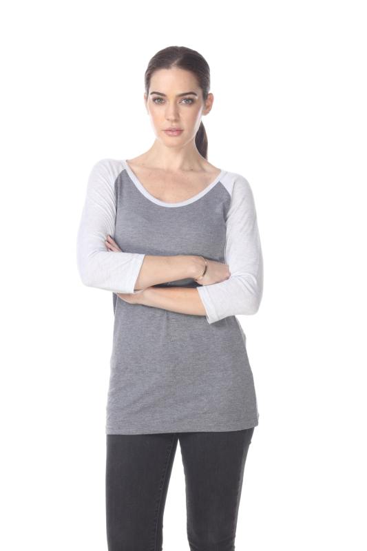 3206 Junior's Tri Blend 3/4 Contrast Sleeve Raglan