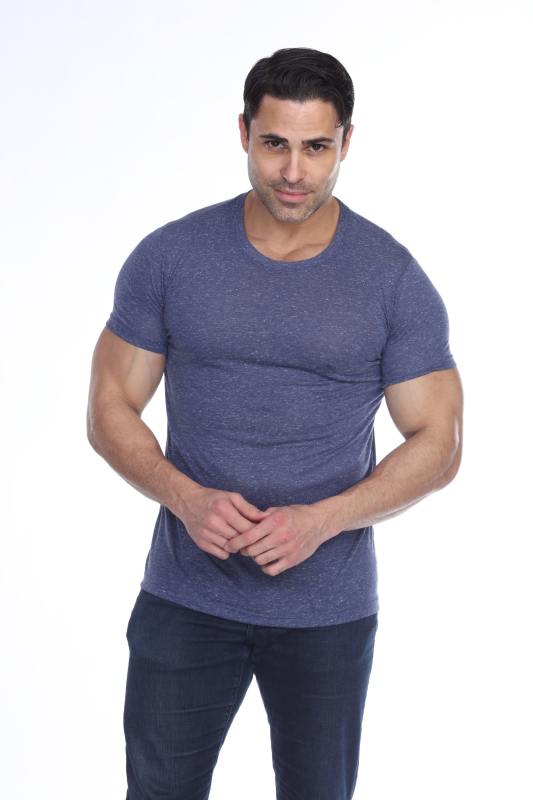 3700 Men's Poly Linen Blended Crewneck Tee
