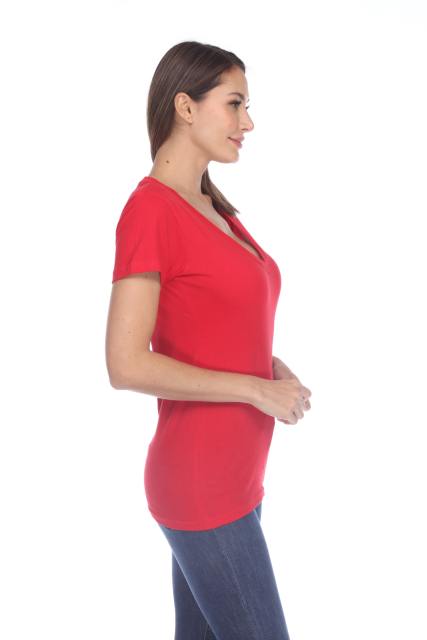 1003 Junior's Cap Sleeve Deep V Neck Tee
