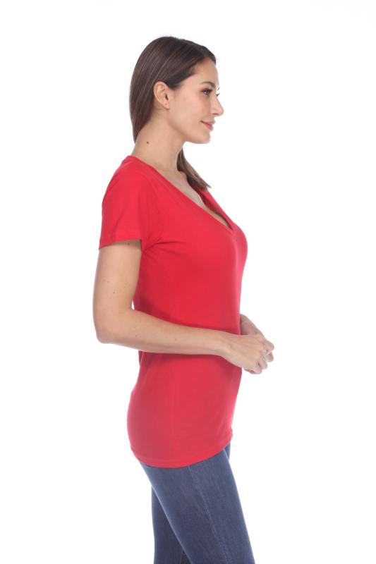 1003 Junior's Cap Sleeve Deep V Neck Tee