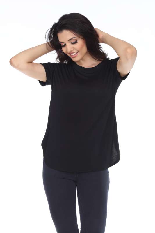 7250  Ladies Fancy Curved Side Short Sleeve Tee
