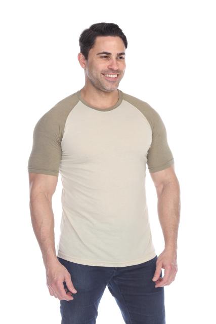 3601 Men's Short Sleeve CVC Blended Crew Neck Raglan