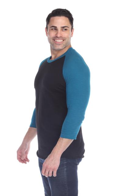 6570 Men's 3/4 Sleeve Cotton Slub Crewneck Raglan