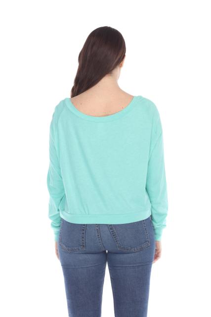 3904 Junior's Bamboo Blend Crop Long Sleeve Pullover