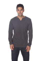 6562 Men's Long Sleeve Slub Jersey V-Cut Crewneck Tee