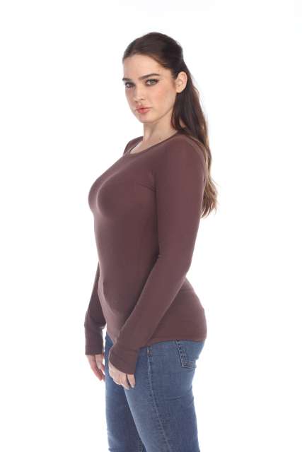 6100 Junior's Long Sleeve Thermal Crew Neck Tee