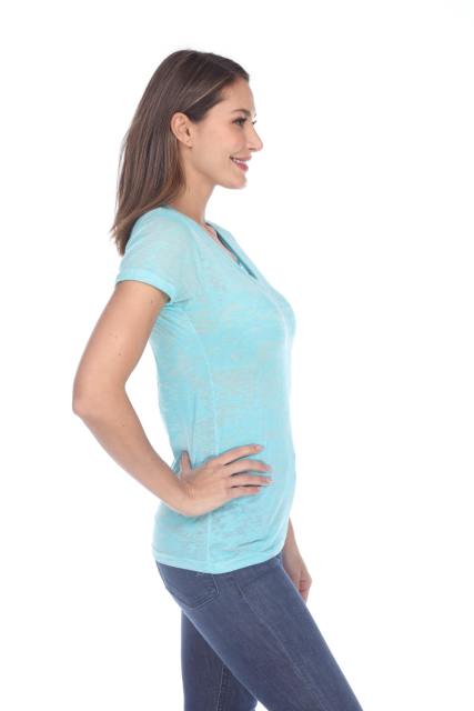 3503 Junior's Burnout V Neck Tee
