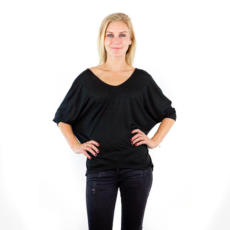 7303 Ladies V-Neck Dolman with Sharkbite Hem