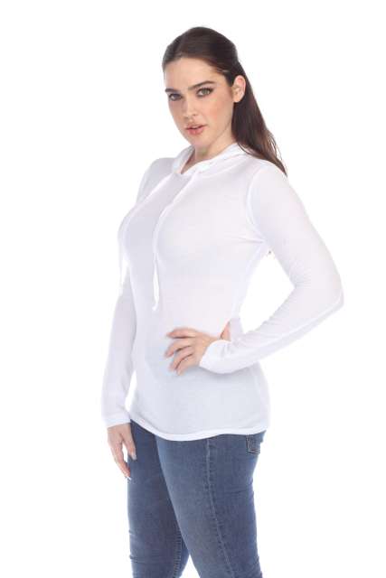 6101 Junior's Long Sleeve Waffle Thermal Hoodie