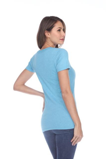 3203 Junior's Tri Blend Short Sleeve Deep V-Neck Tee