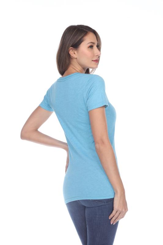 3203 Junior's Tri Blend Short Sleeve Deep V-Neck Tee