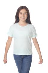 9018 Girls Elastic Shirred Sleeve Round Neck Tee