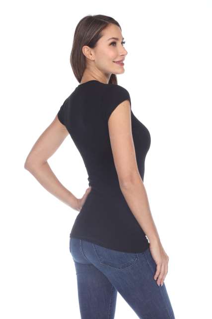 6050 Juniors Cap Sleeve Cotton Slub Tee