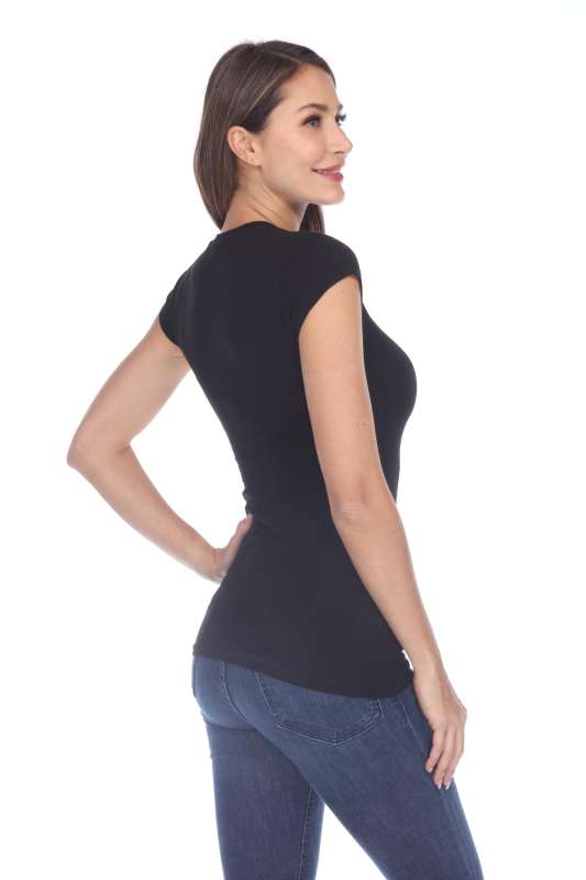 6050 Juniors Cap Sleeve Cotton Slub Tee