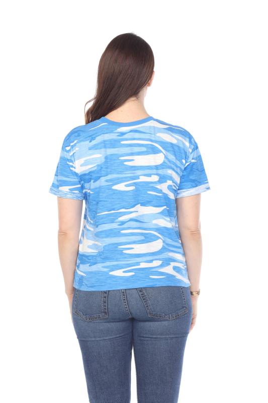 3216C Junior's Camo Print Rolled Cuff Short Sleeve Boxy Tee