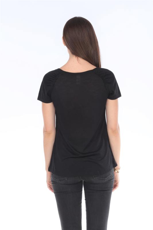 3402 Junior's Poly Rayon Slub Short Sleeve Shirred Raglan