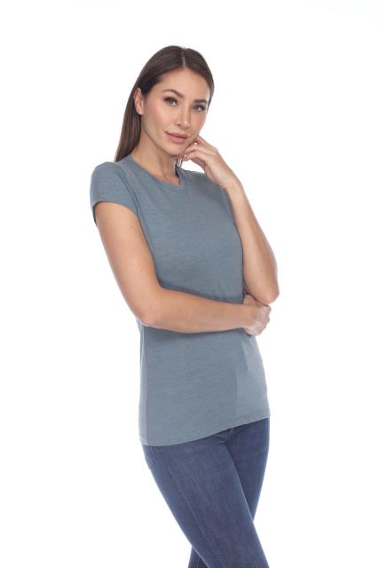 3000 Junior's Cap Sleeve CVC Blended Crew Neck Tee