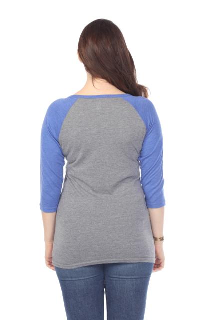 3206 Junior's Tri Blend 3/4 Contrast Sleeve Raglan
