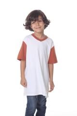9607 Boy's Color Block V Neck Tee