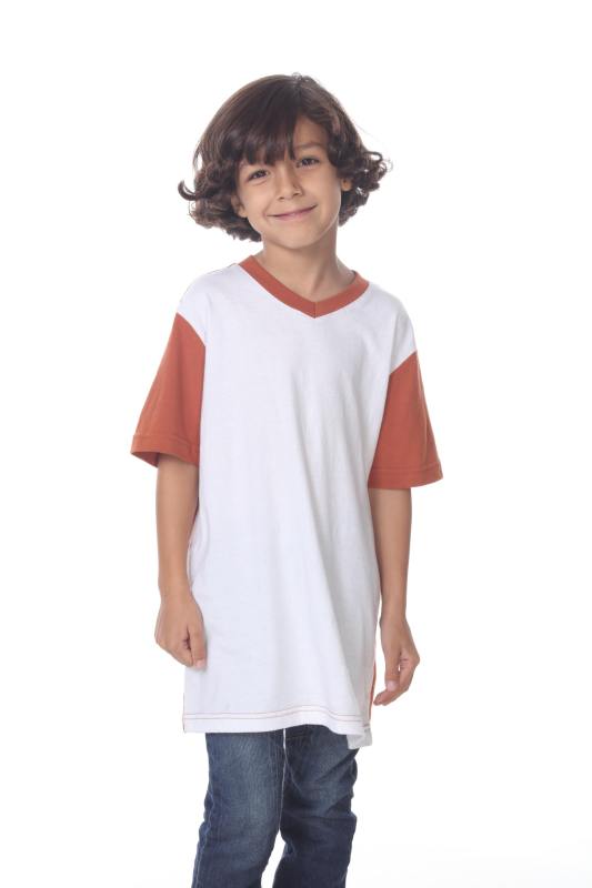 9607 Boy's Color Block V Neck Tee