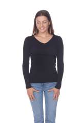 1103 Junior's Long Sleeve Tear Drop V-Neck Tee