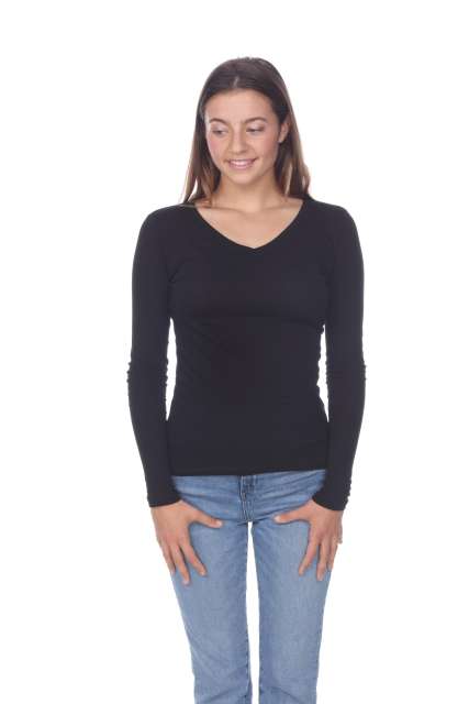 1103 Junior's Long Sleeve Tear Drop V-Neck Tee