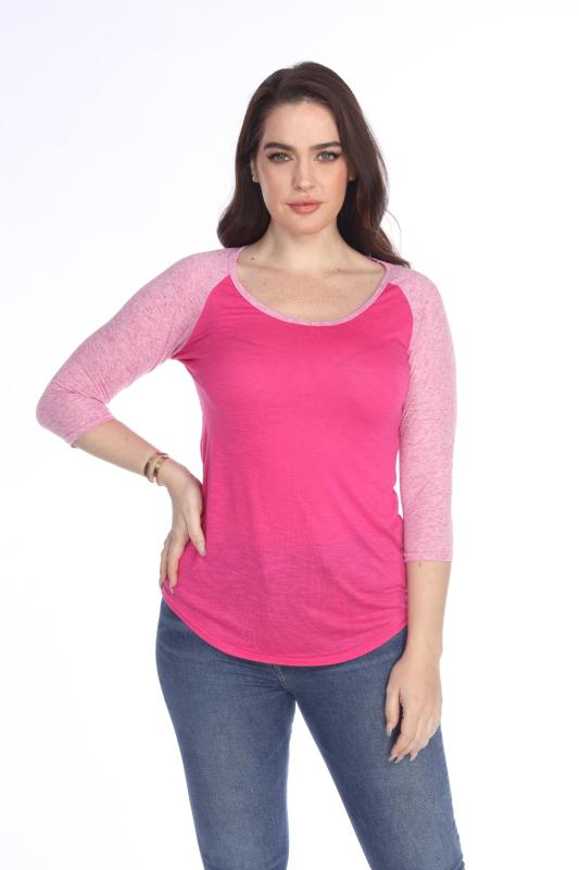 3454 Junior's Scoop Neck 3/4 Sleeve Raglan