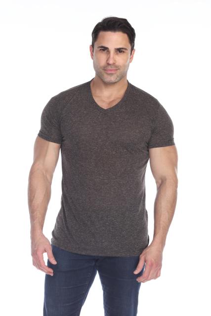 3702 Men's Poly Linen Blend V-Neck Tee