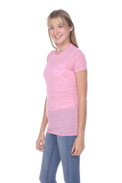 3800 Junior's Short Sleeve Poly Linen Crew Neck Tee