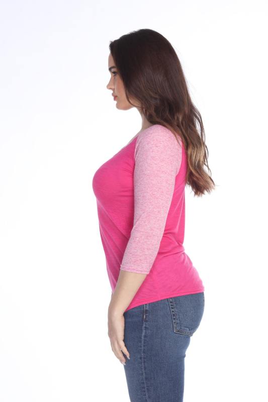 3454 Junior's Scoop Neck 3/4 Sleeve Raglan