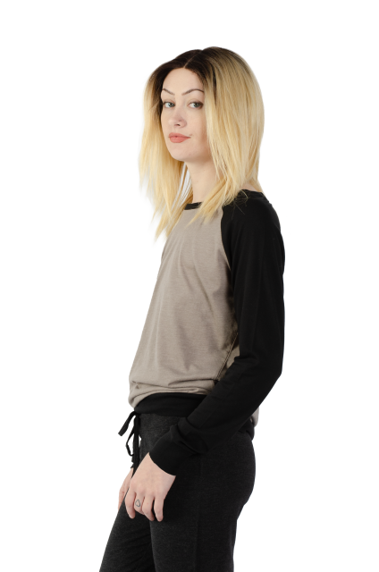 3102 Junior's Cotton Poly Contrast Raglan Long Sleeve Pullover