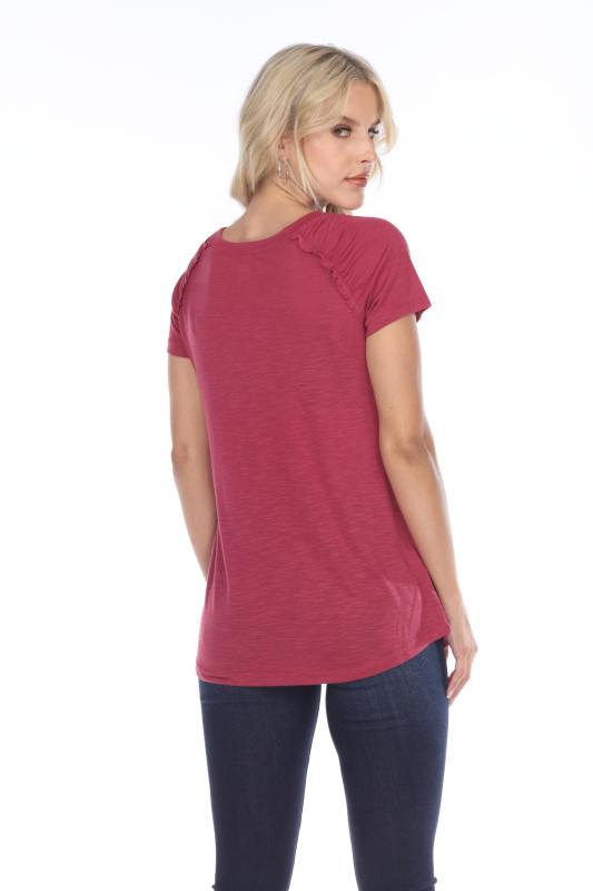 3402 Junior's Shirred Raglan Short Sleeve Tee