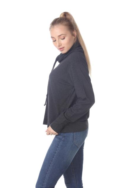 3217 Junior's Relaxed Mock Neck Long Sleeve Pullover