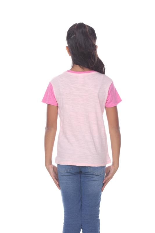 9011 Girl's Contrast Short Sleeve Crewneck Tee