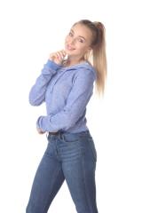 8911 Junior's French Terry Hooded Crop Long Sleeve Sweatshirt
