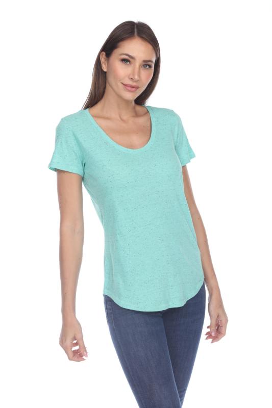 1201 Junior's Cotton Nub Scoop Neck Tee with Curve Hem