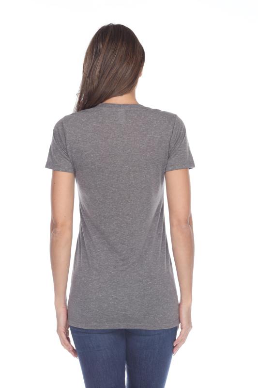 3803 Junior's Short Sleeve Poly Linen Deep V Neck Tee