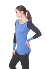 3101 Junior's Cotton Poly Blend Body with Black Thermal Long Sleeve Tee